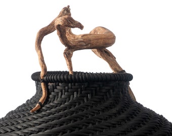 Contemporary weaving black Basket,  Hand Woven basket, custome order, hand made basket