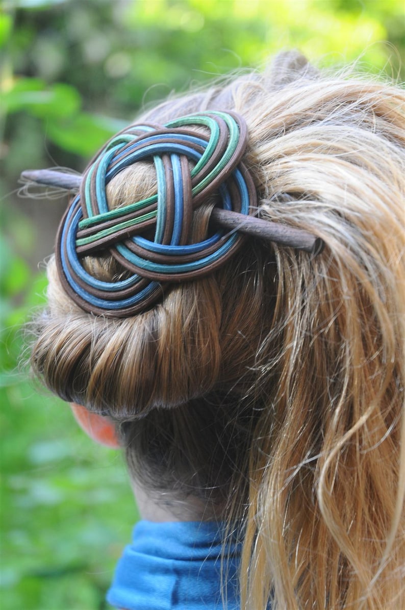 Hair stick, Celtic Symbol Sita, Hair clip, Hair accessories, Hair pin, Hair brooch, Hair sticks, Gift for her ,Woven Hair Clip image 2