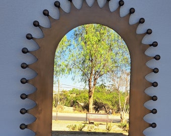 25" PUNCHED TIN MIRROR mexican folk art.