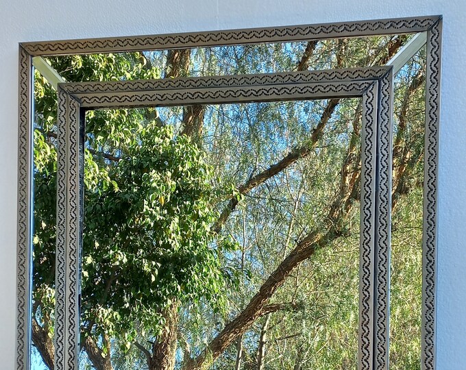 34'' PUNCHED TIN MIRROR Mexican Folk Art Wall Decoration Hacienda Style