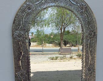 33 PUNCHED TIN MIRROR arched mexican handmade wall decoration