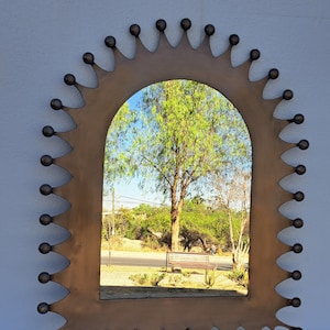 25" PUNCHED TIN MIRROR mexican folk art.