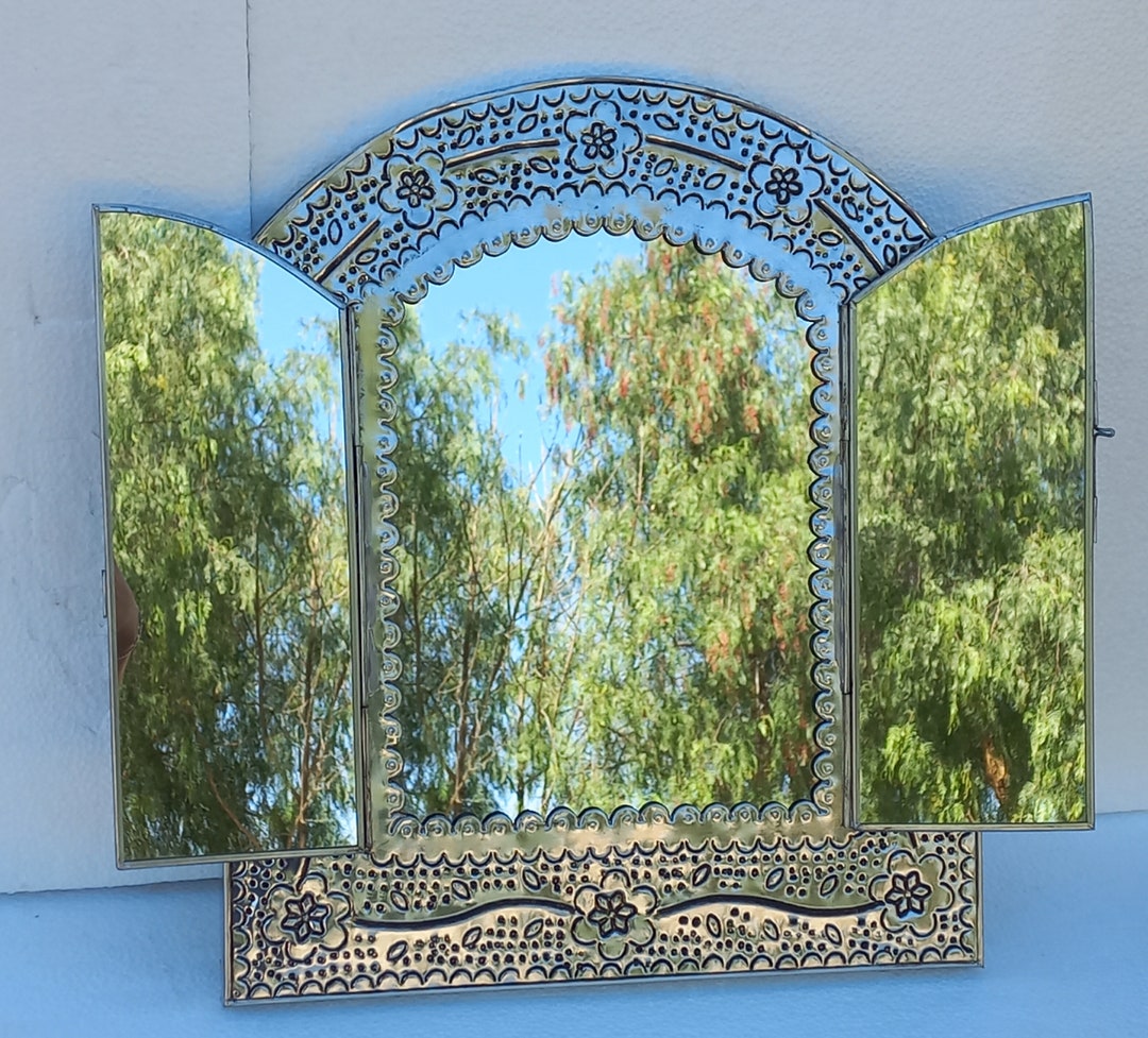 PUNCHED TIN MIRROR Arched Mirror Mexican Folk Art Etsy