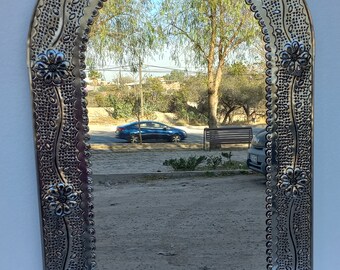 33 PUNCHED TIN MIRROR arched mexican handmade wall decoration