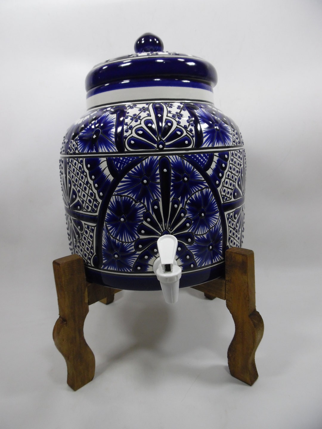 WATER CROCK Talavera Mexican Pottery Water Dispenser Glazed Paint Folk