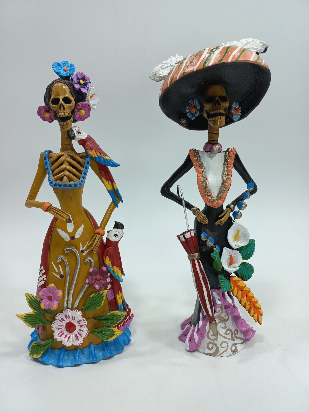 Catrina with Parrots Mexican Day of the Dead sculpture main image 0