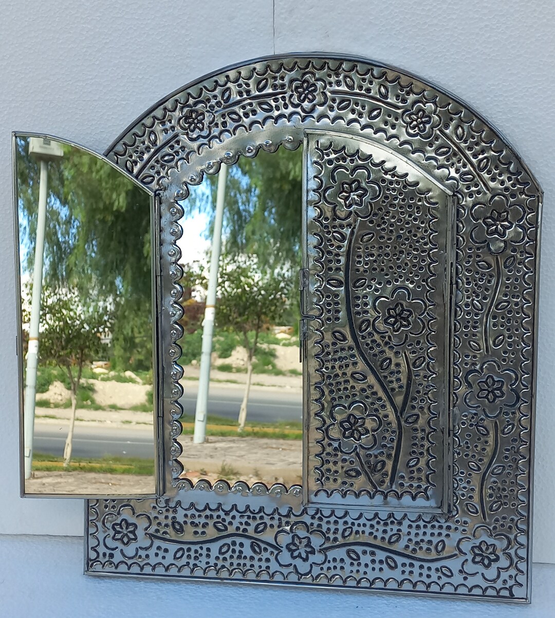 PUNCHED TIN MIRROR Arched Mirror, Mexican Folk Art Etsy