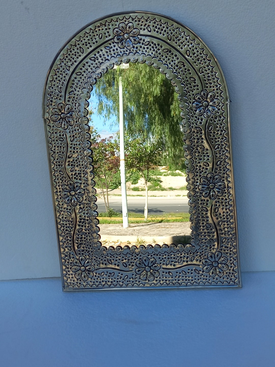 PUNCHED TIN MIRROR Arched Mirror Mexican Folk Art Etsy