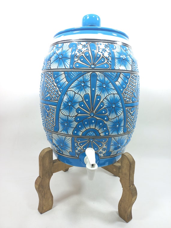 WATER CROCK Talavera Mexican Pottery Water Dispenser Glazed Paint Folk Art  
