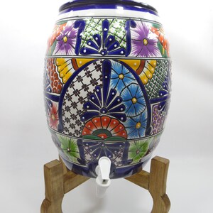 WATER CROCK Talavera Mexican pottery WATER DISPENSER glazed paint folk art