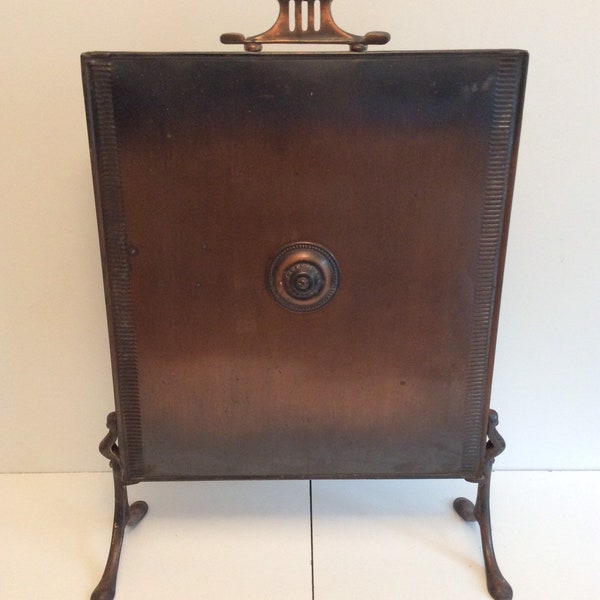 Antique Victorian decorative copper fire screen