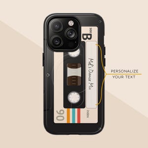 Capa resistente personalizada para fita cassete retrô MagSafe iPhone 14, 15, 16 Plus, Pro, Max, fita mista, lista de reprodução, vintage dos anos 90, nostálgico dos anos 80