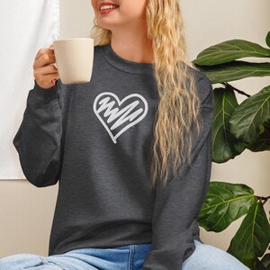 Embroidered Heart Sweatshirt, Crewneck, Love Love, Cozy Unisex Sweater, Embroider Comfortable Romantic Gift for Her, Winter Apparel
