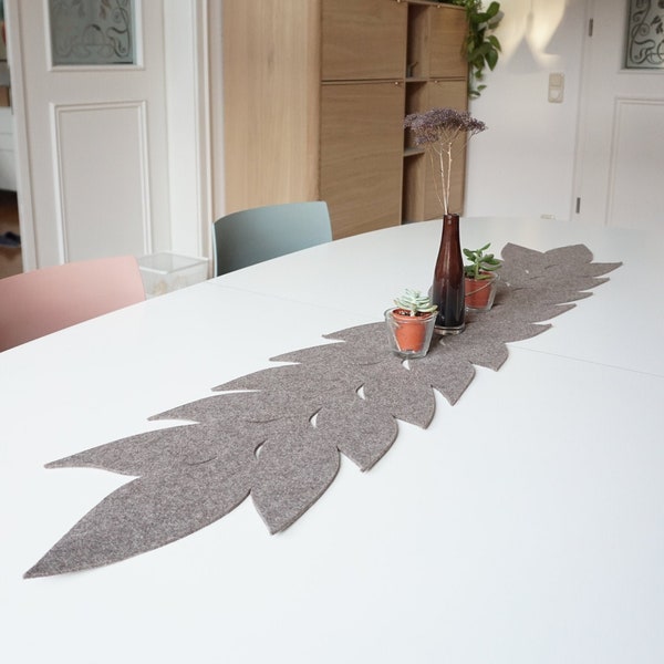 Runner da tavolo in ecofeltro Foglie 4 mm universale - 6 lunghezze 28 x 80 cm (100,120,150,180,200 cm)