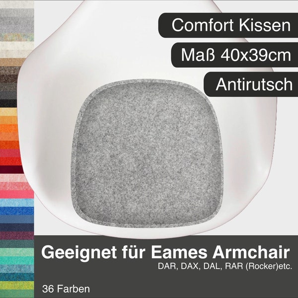 Gewatteerd eco vilten kussen geschikt voor Vitra en Hermann Miller Eames glasvezel fauteuil Daw,dax,dal,Rar,Rocker vilten kussen vegan - fair