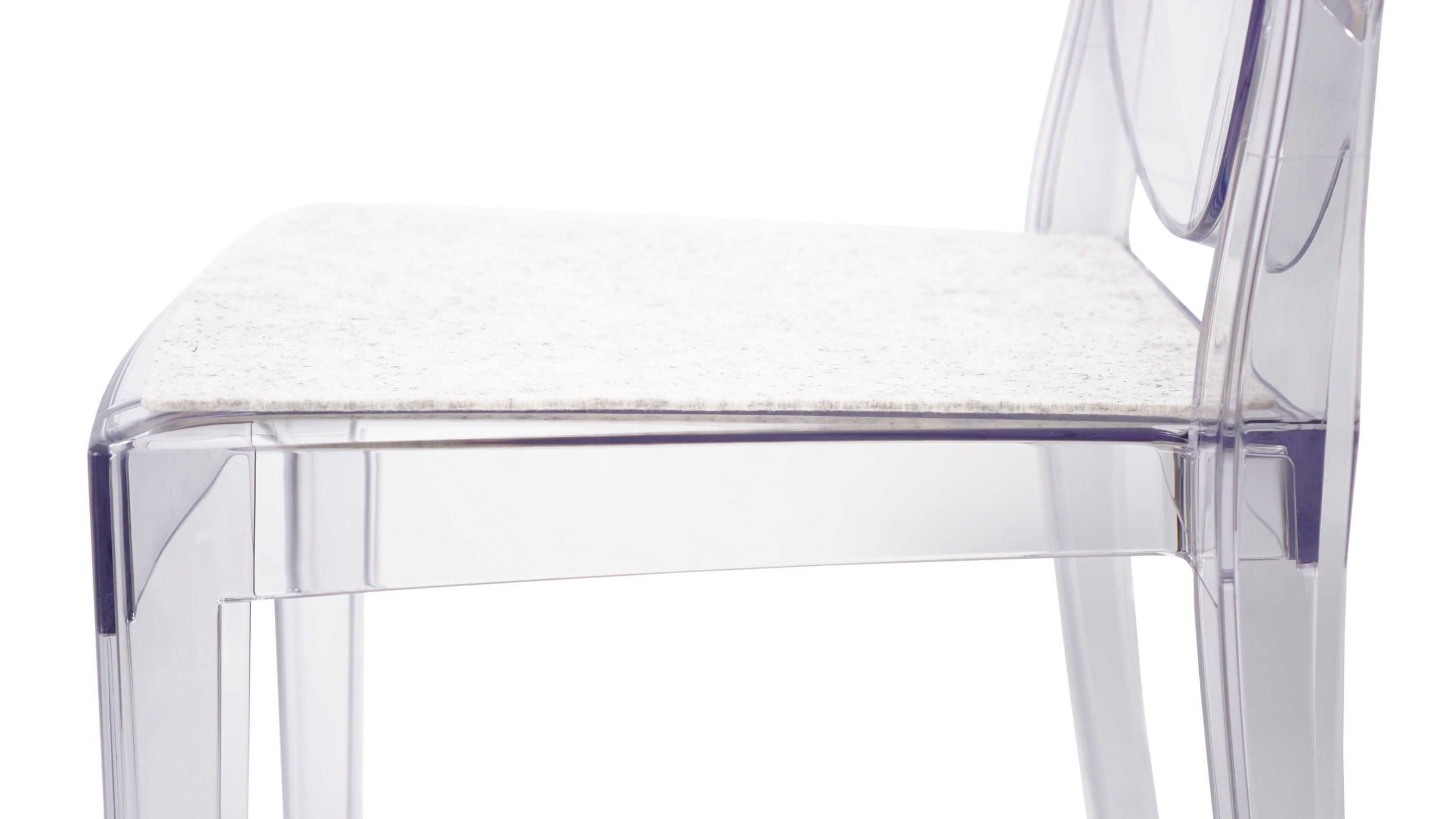 Cuscino In Feltro Ecologico Per Sedia Kartell Victoria Ghost - Spessore 23 Mm, Antiscivolo, Grigio Mélange