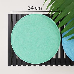 Cuscino in feltro Ø 34 cm, cuscino rotondo universale imbottito per seduta, cuscino per sedia, cuscino per panca - Equo e solidale, vegano e prodotto a Colonia