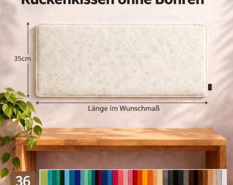 35 cm high felt wall cushion – NO DRILLING REQUIRED – back cushion – custom length – 36 colors – Fair & Handmade in Cologne