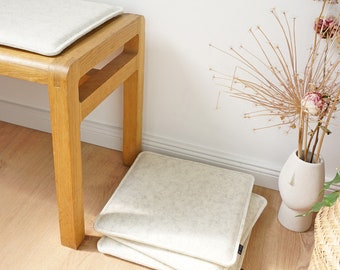 Coussin de chaise en feutre écologique 32 x 32 cm, coussin de banc, rembourrage de 23 mm, universel avec coins arrondis