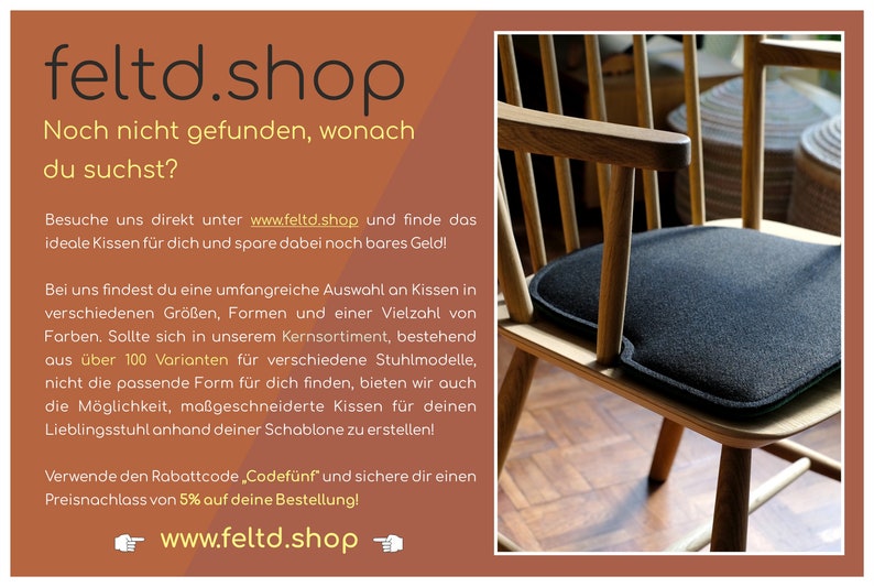 Gepolstertes Eco Filz Kissen geeignet für Vitra und Hermann Miller Eames Fiberglas Armchair Daw,dax,dal,Rar,Rocker Filzkissen vegan fair Bild 7