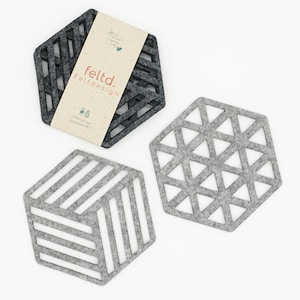 Felt 4-piece set of glass coasters - coasters - placemats - geometric