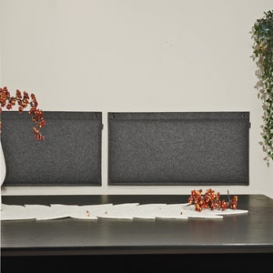 35 cm high eco felt wall back cushion, specially padded, including wall brackets – length in your desired size – vegan, fair, made in Cologne