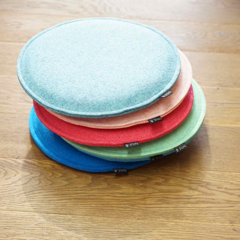 Ø 36 cm round eco felt cushion pad padded universal round seat cushion chair cushion bench pad vegan, fair, made in cologne image 3