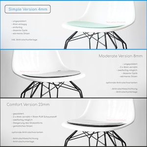 Coussin en feutre écologique de 4 mm adapté aux fauteuils Vitra et Hermann Miller Eames Plastic & Fiberglass Armchair DAW, DAR, DAX, Rocker, version avec accoudoirs image 8