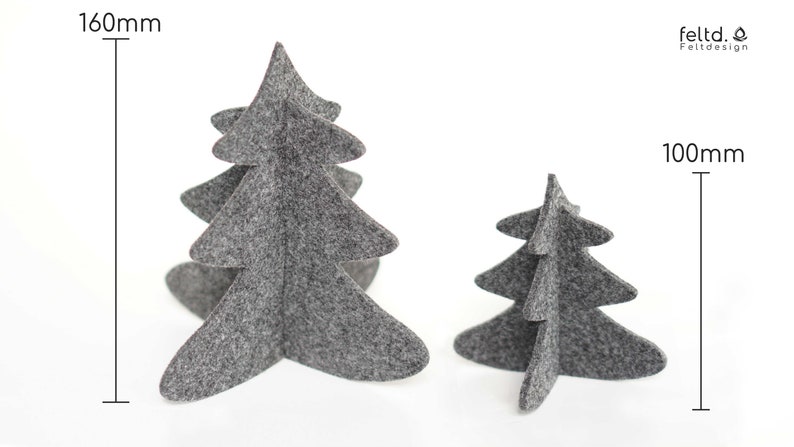 Eco Filz 2er Set Weihnachtsbaum 3D Christmas Tree zum hinstellen Weihnachten Tannenbaum Bild 7