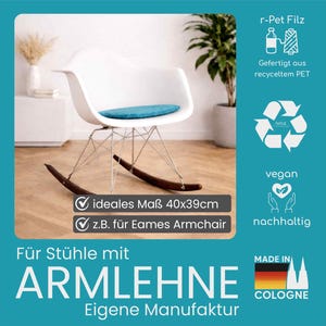 Cojín acolchado de fieltro rPET, apto para sillones de fibra de vidrio Vitra y Herman Miller Eames Daw, Dax, Dal, Rar y Rocker. Fabricado con materiales veganos y de comercio justo.