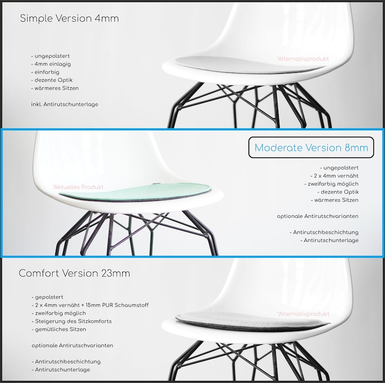 8mm Eco Filz Auflage geeignet für Hay AAC about a chair 20 28 Kissen zdjęcie 4