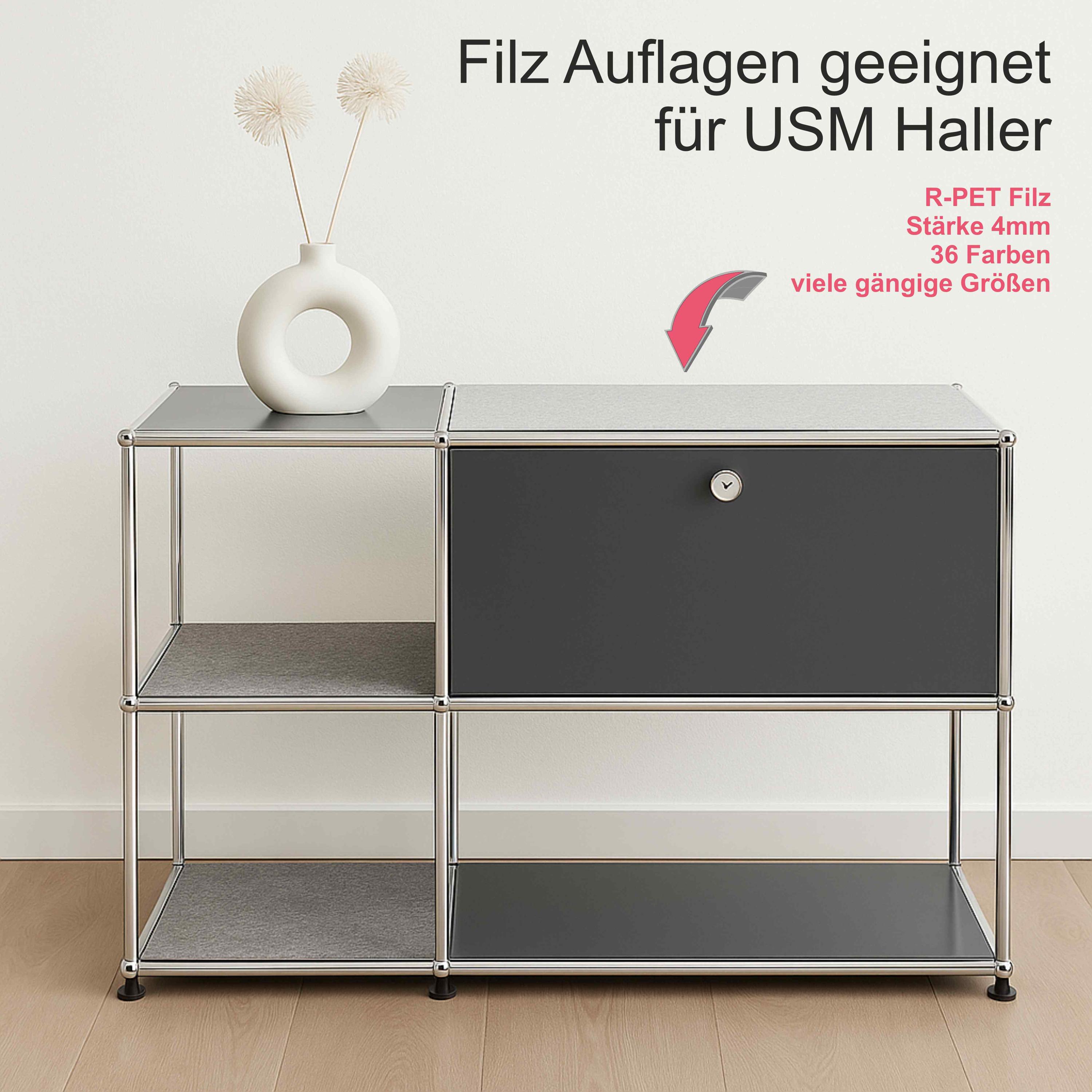 4 mm thick Eco felt pad suitable for shelves and sideboards from USM Haller including anti-slip underlay (sizes of your choice)