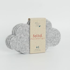 Eco Felt Set of 4 Glass Coasters - Placemat Clouds - Coaster Clouds -