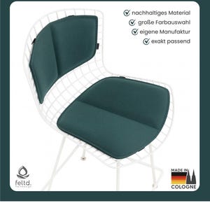 Juego de cojines acolchados de fieltro rPET aptos para la silla y taburete de bar Bertoia Wire, incluye cojín de respaldo y cierre de gancho - 36 colores