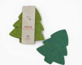 Eco Felt Set de 4 sous-verres en verre - sous-verres - Sapin de Noël - Arbre de Noël