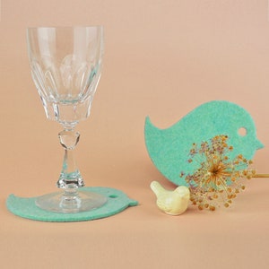 Eco Felt Set de 4 sous-verres en verre Napperon Bird Coaster Bird image 1