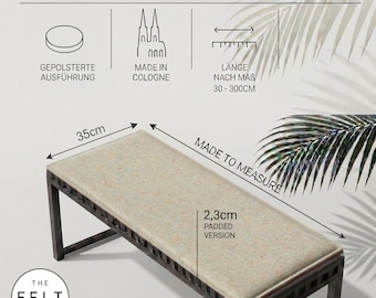 35 cm deep felt 23 mm padded bench cushion, universal – length available upon request – 36 colors – fair trade – made in Cologne