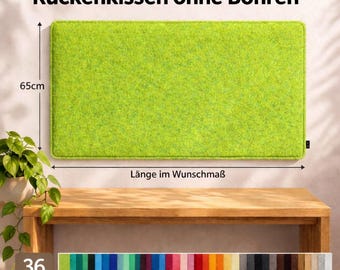 65 cm high felt wall cushion – NO DRILLING REQUIRED – back cushion – custom length – 36 colors – Fair & Handmade in Cologne