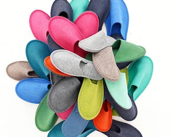 Felt slippers - guest slippers with non-slip soles - in 5 sizes 38-47 Sustainable - Vegan - Fair