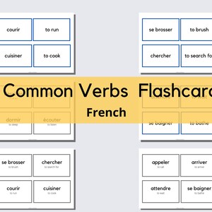 FRENCH 52 Common Verbs Flashcards | Educational Prints, Homeschool, Classroom, Review, Printable, Digital Download