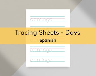 SPANISH Days of the  Week Tracing Sheets | Early Learning, Educational, Busy Book, Toddler, Pre-K, Elementary, Dias, Printable