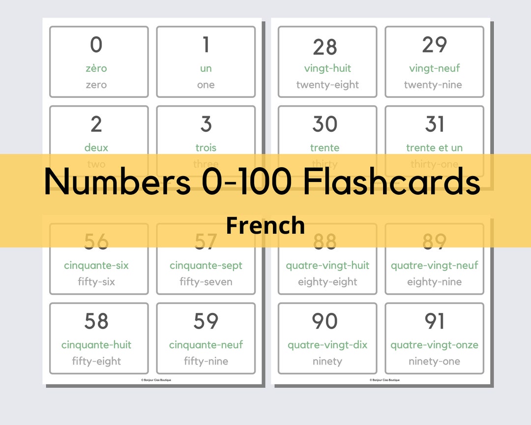 FRENCH Numbers 0-100 Flashcards | Minimalist, Modern, Simple ...