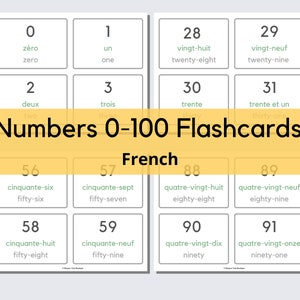FRANÇAIS Numéros 0-100 Flashcards | Minimaliste, Moderne, Simple, École à la maison, Préscolaire, Montessori, Salle de classe, Imprimable
