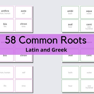 GREEK &amp; LATIN Common Roots Flashcards Educational | Etsy
