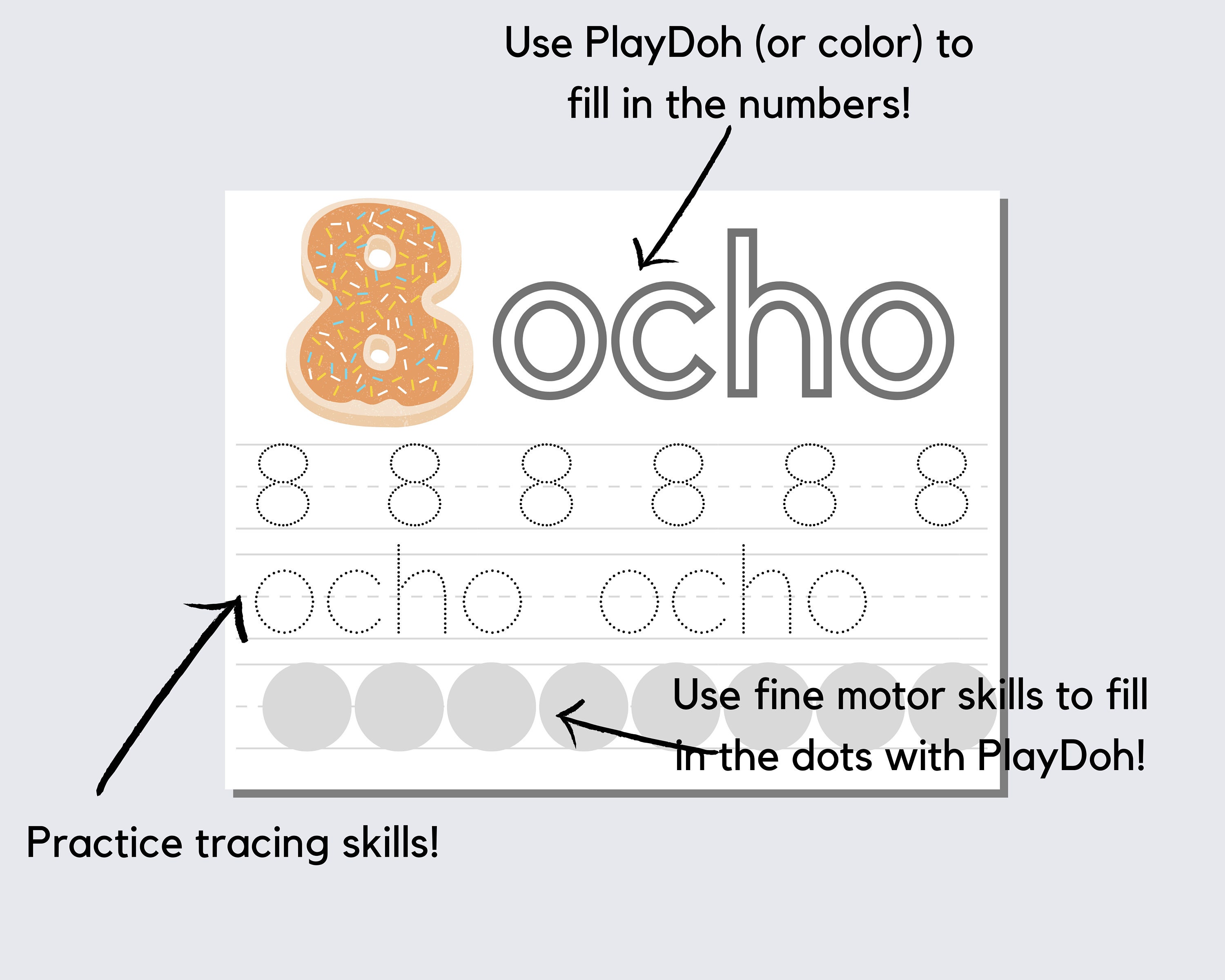 SPANISH Numbers Placemat Activity Playdoh Tracing Etsy