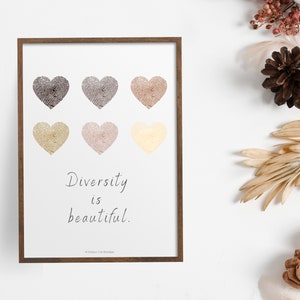 Diversity is Beautiful Print | Wall Decor, Diversity, Classroom, Homeschool, Educational, Inspirational, Printable