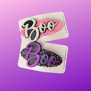 Halloween Boo Hair Clips: Glitter Snap Clips, Girls Accessories