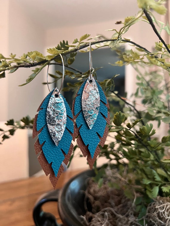 Boucles d'oreilles en plumes naturelles - Lunaya