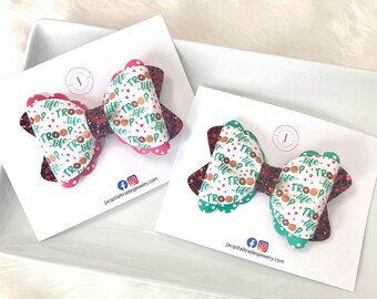 Girl Scout Cookie Hair Bow: Glitter Fabric Alligator Clip