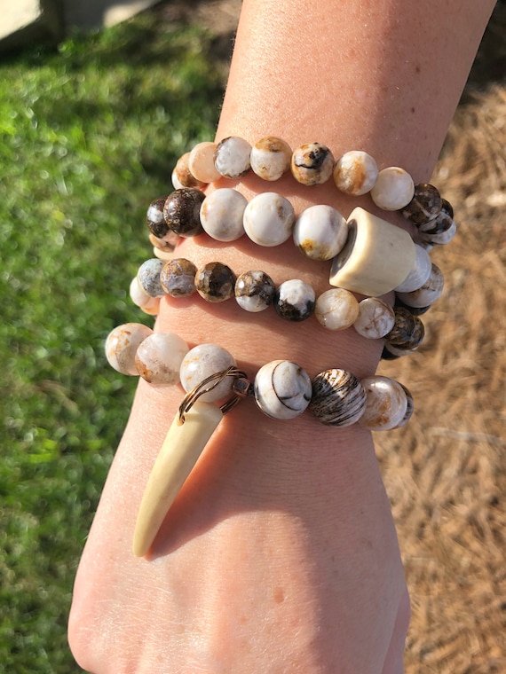 Wood Fossil Bracelet Set Deer Horn Bracelet Set Custom Bracelet Stack Fall Bracelets Stacking Bracelets Gemstone Bracelets Etsy UK